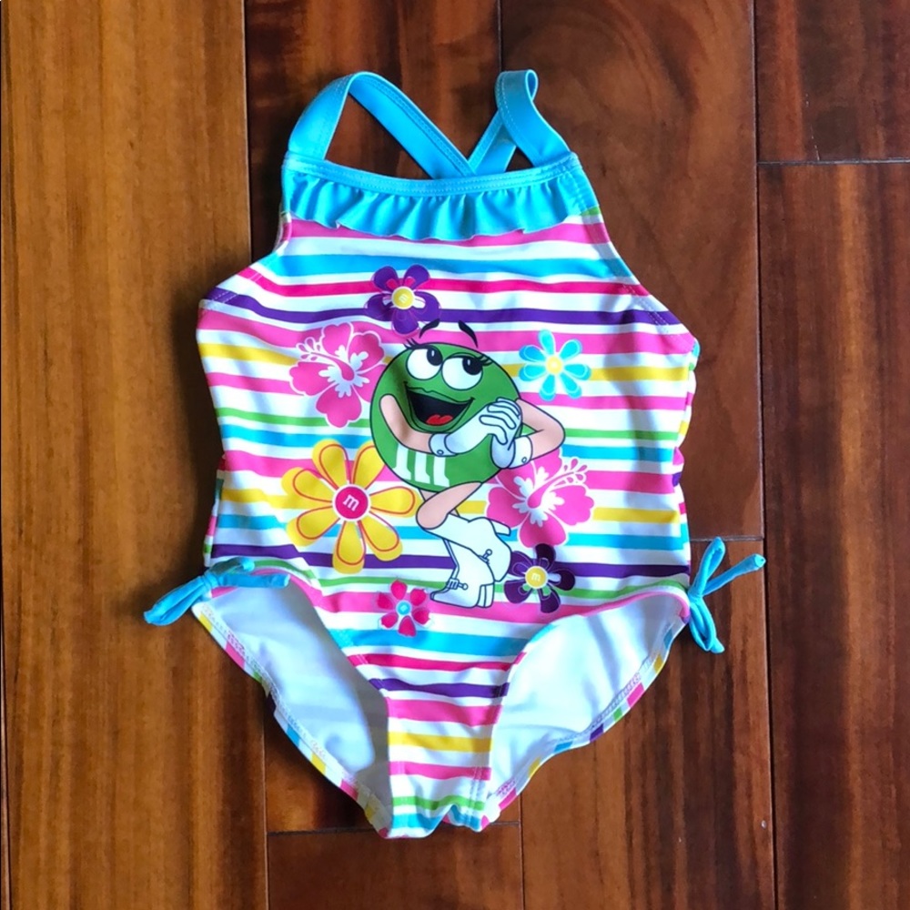 M&M World One Piece Stripe Swimsuit - Size 4